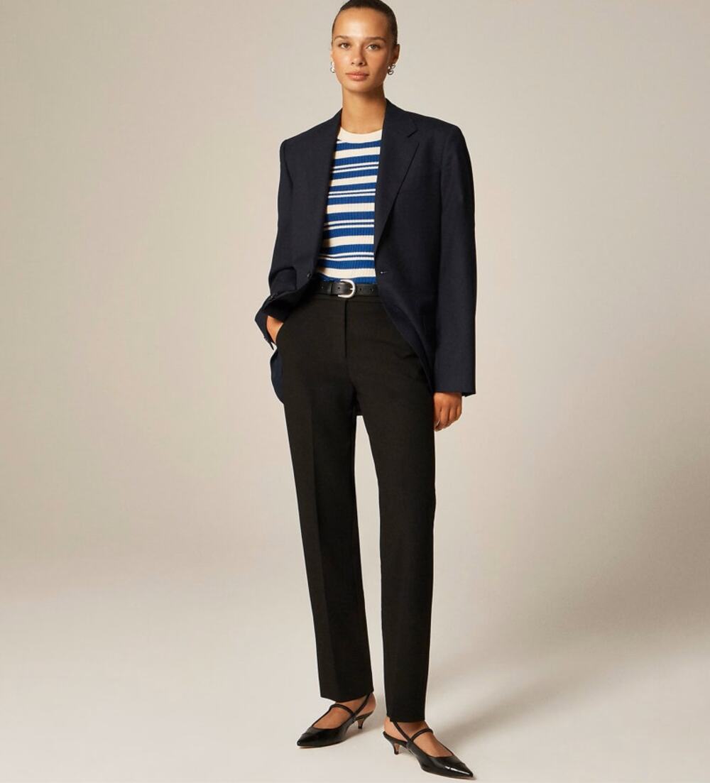 J.Crew Kate Straight-leg Pants WMNS 6 Black Four-Season Stretch Carreman Zip Fly